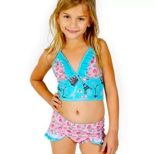 NWT Girl's JELLY THE PUG Tankini Swimsuit Bikini 4T